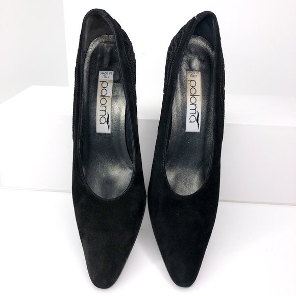 Paloma Womens Size 7 Black Suede Block Heel Pumps - Picture 5 of 8